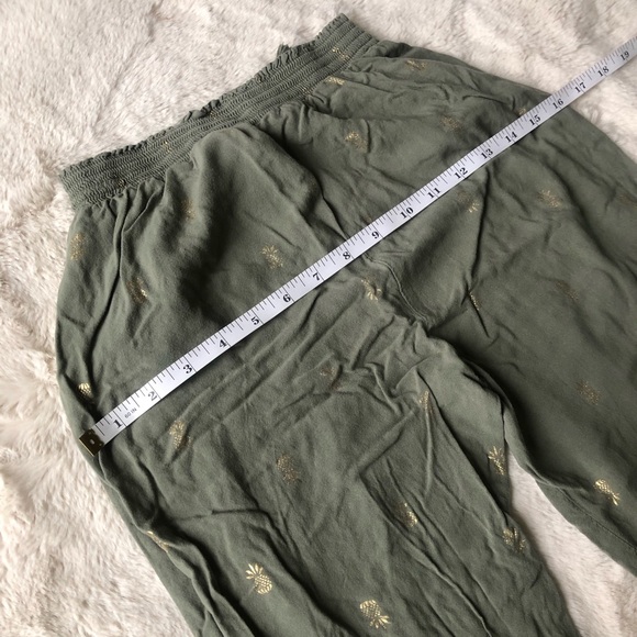 H&M Kids Green woven joggers w/gold pineapple size eur 170 / USA 20 - Picture 5 of 12